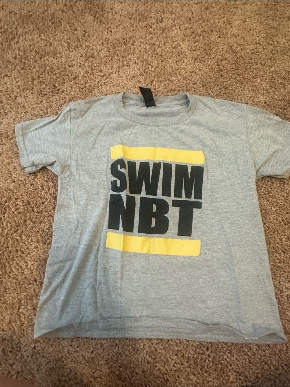 Gildan Gray Kids Tee with Yellow and Black Swim Graphic